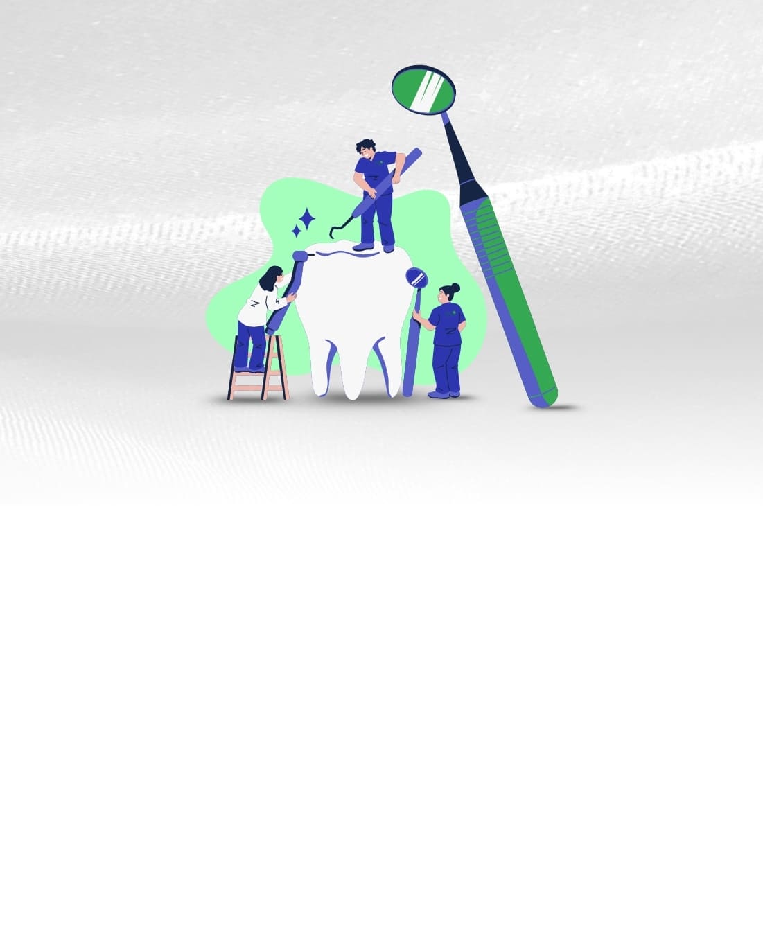 Illustration of dental professionals performing a tooth cleaning at Dandenong Dental Care clinic.